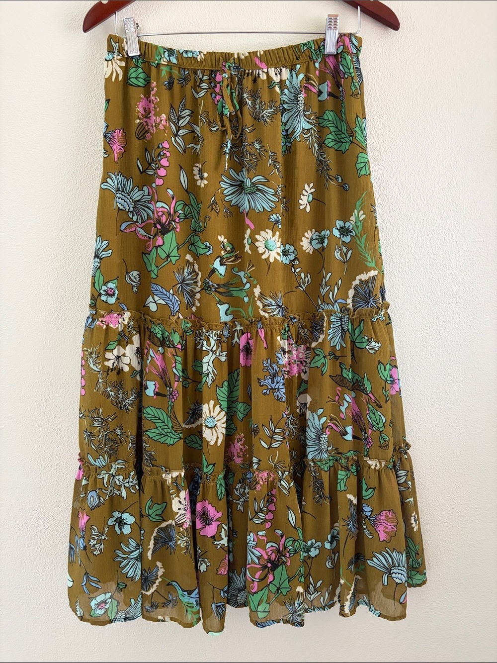 Aerie floral print maxi shirt | size medium